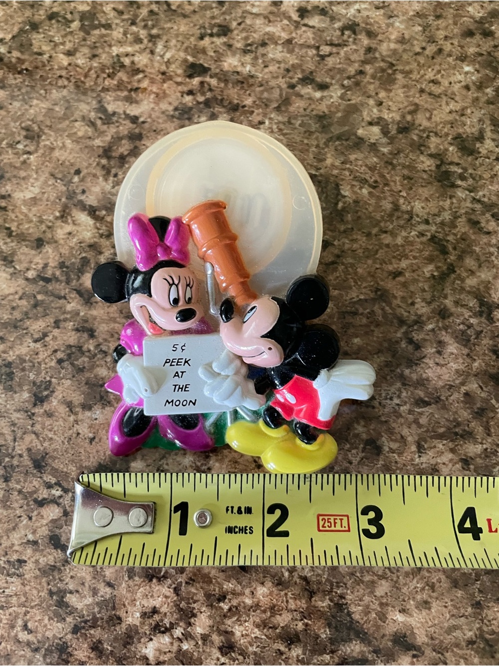 Vintage Disney Minnie & Mickey 'Peek at the Moon' Noghtlight - Pink, Red, Yellow - Picture 3 of 6